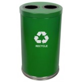 WITT Emoti-Can 2-Opening Indoor Steel Recycling Receptacle - 18" diameter, Green